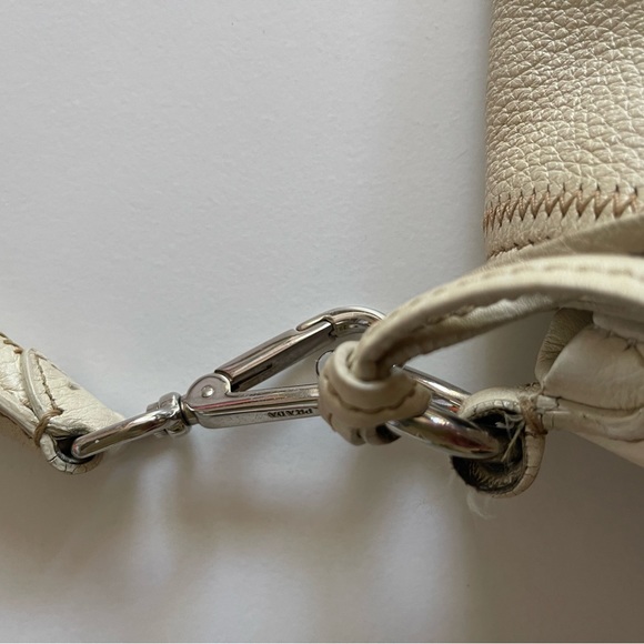 PRADA Shoulder Purse with Taupe Leather Body and Silver Hardware- Vintage - Picture 3 of 9